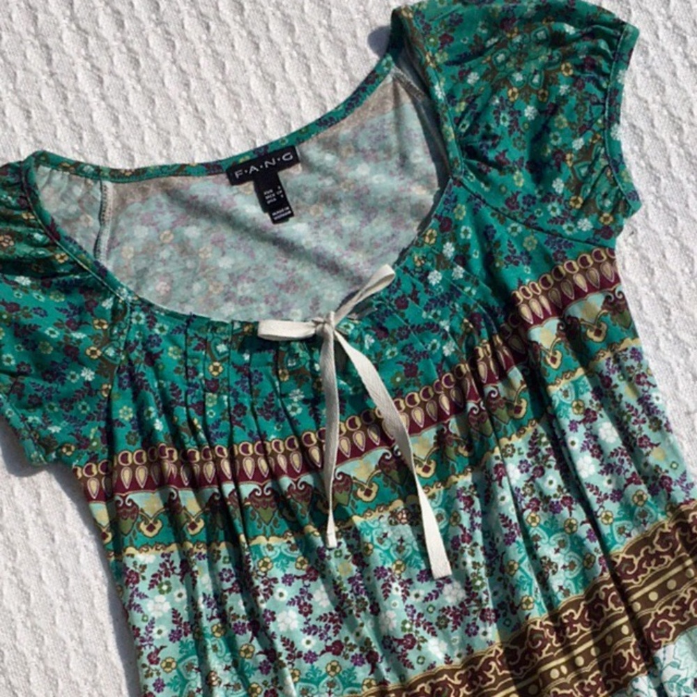 FANG BOHEMIAN PEASANT MULTICOLORED TOP